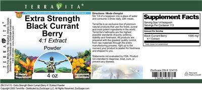 Photo of the TerraVita Premium Collection Extra Strength Black Currant Berry 4:1 Extract Powder label