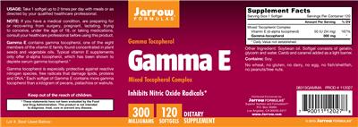 Photo of the Jarrow Formulas Gamma E 300 label