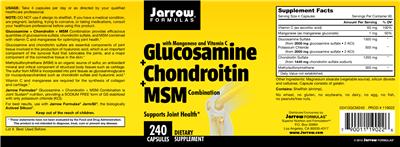 Photo of the Jarrow Formulas Glucosamine + Chondroitin + MSM label