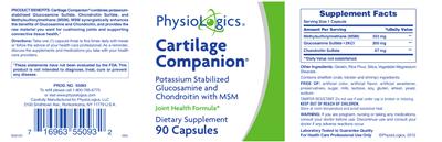 Photo of the PhysioLogics Cartilage Companion label