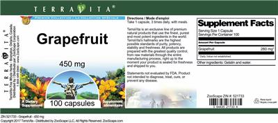Photo of the TerraVita Premium Collection Grapefruit 450 mg label