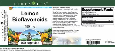 Photo of the TerraVita Premium Collection Lemon Bioflavonoids 450 mg label