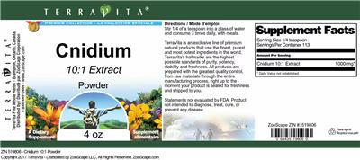 Photo of the TerraVita Premium Collection Cnidium 10:1 Extract Powder label