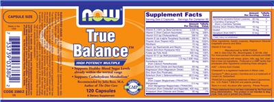 Photo of the NOW True Balance label