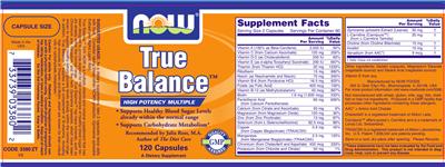 Photo of the NOW True Balance label