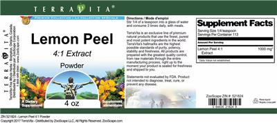 Photo of the TerraVita Premium Collection Lemon Peel 4:1 Extract Powder label