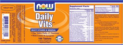 Photo of the NOW Daily Vits label