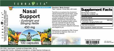 Photo of the TerraVita Premium Collection Nasal Support label