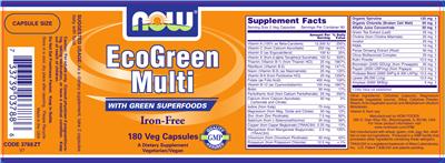 Photo of the NOW EcoGreen Multi Iron-Free label