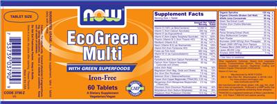 Photo of the NOW EcoGreen Multi Iron-Free label