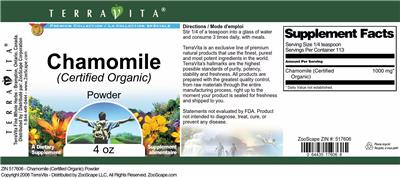 Photo of the TerraVita Premium Collection Chamomile (Certified Organic) Powder label