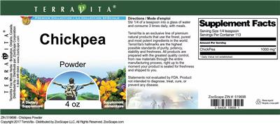Photo of the TerraVita Premium Collection Chickpea Powder label