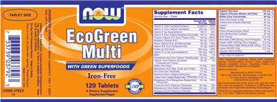 Photo of the NOW EcoGreen Multi Iron-Free label