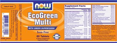 Photo of the NOW EcoGreen Multi Iron-Free label