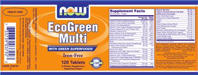 Photo of the NOW EcoGreen Multi Iron-Free label