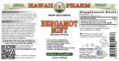 Photo of the Hawaii Pharm Bergamot Mint Non-Alcohol label