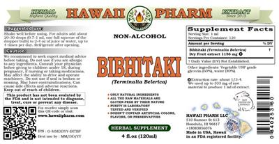 Photo of the Hawaii Pharm Bibhitaki Non-Alcohol label