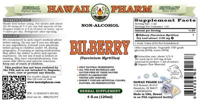 Photo of the Hawaii Pharm Bilberry Non-Alcohol label