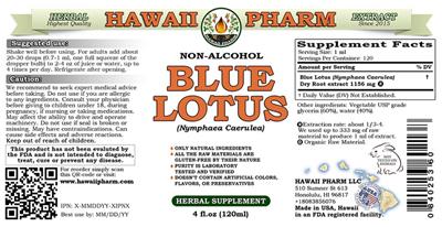Photo of the Hawaii Pharm Blue Lotus Non-Alcohol label