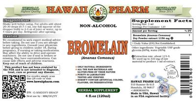 Photo of the Hawaii Pharm Bromelain Non-Alcohol label