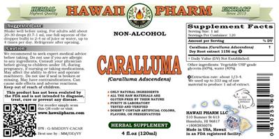 Photo of the Hawaii Pharm Caralluma Non-Alcohol label
