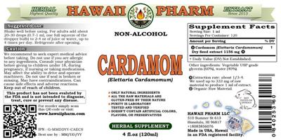 Photo of the Hawaii Pharm Cardamom Non-Alcohol label