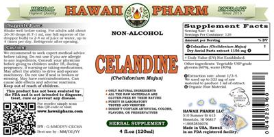 Photo of the Hawaii Pharm Celandine Non-Alcohol label