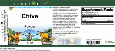 Photo of the TerraVita Premium Collection Chive Powder label