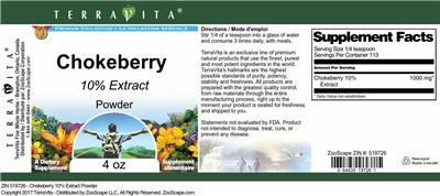 Photo of the TerraVita Premium Collection Chokeberry 10% Extract Powder label