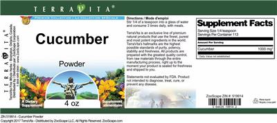 Photo of the TerraVita Premium Collection Cucumber Powder label
