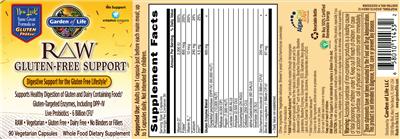 Photo of the Garden of Life Raw Gluten-Free Suport label
