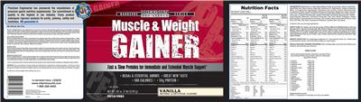 Photo of the Precision Engineered Muscle & Weight Gainer Vanilla label