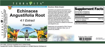 Photo of the TerraVita Premium Collection Echinacea Angustifolia 4:1 Extract Powder label