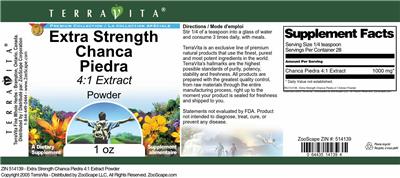 Photo of the TerraVita Premium Collection Extra Strength Chanca Piedra 4:1 Extract Powder label
