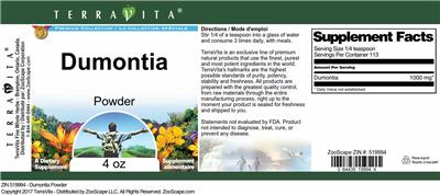 Photo of the TerraVita Premium Collection Dumontia Powder label
