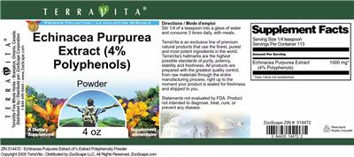Photo of the TerraVita Premium Collection Echinacea Purpurea Extract (4% Polyphenols) Powder label