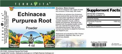 Photo of the TerraVita Premium Collection Echinacea Purpurea Root Powder label