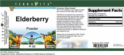 Photo of the TerraVita Premium Collection Elderberry Powder label