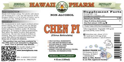 Photo of the Hawaii Pharm Chen Pi Non-Alcohol label