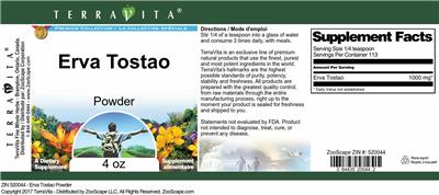 Photo of the TerraVita Premium Collection Erva Tostao Powder label