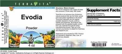 Photo of the TerraVita Premium Collection Evodia Powder label