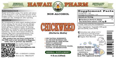 Photo of the Hawaii Pharm Chickweed Non-Alcohol label