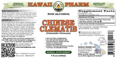 Photo of the Hawaii Pharm Chinese Clematis Non-Alcohol label