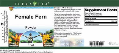 Photo of the TerraVita Premium Collection Female Fern Powder label