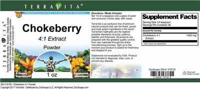 Photo of the TerraVita Premium Collection Chokeberry 4:1 Extract Powder label
