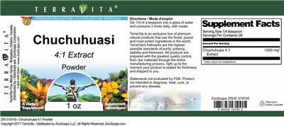 Photo of the TerraVita Premium Collection Chuchuhuasi 4:1 Extract Powder label