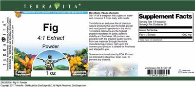 Photo of the TerraVita Premium Collection Fig 4:1 Extract Powder label