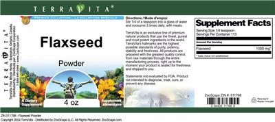 Photo of the TerraVita Premium Collection Flaxseed Powder label
