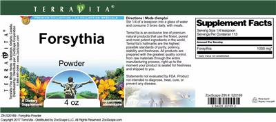 Photo of the TerraVita Premium Collection Forsythia Powder label