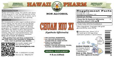 Photo of the Hawaii Pharm Chuan Niu Xi Non-Alcohol label